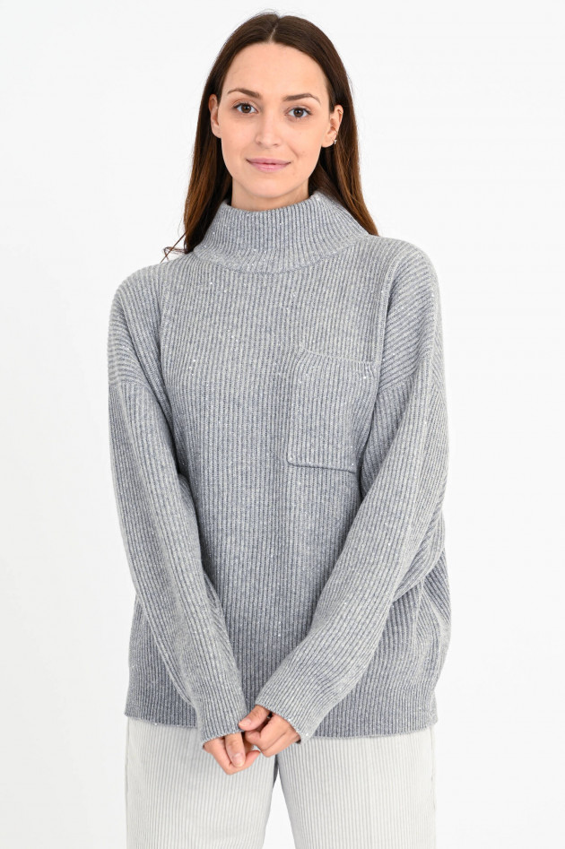 Brunello Cucinelli Pullover aus Kaschmir-Woll-Mix in Silbergrau