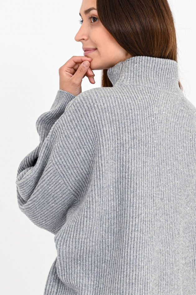 Brunello Cucinelli Pullover aus Kaschmir-Woll-Mix in Silbergrau