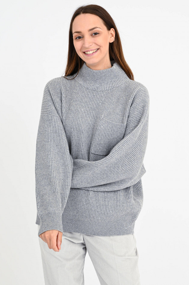 Brunello Cucinelli Pullover aus Kaschmir-Woll-Mix in Silbergrau