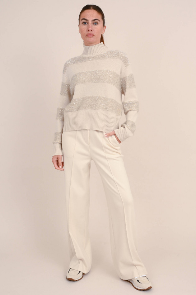Brunello Cucinelli Rollkragenpullover mit Pailetten in Beige