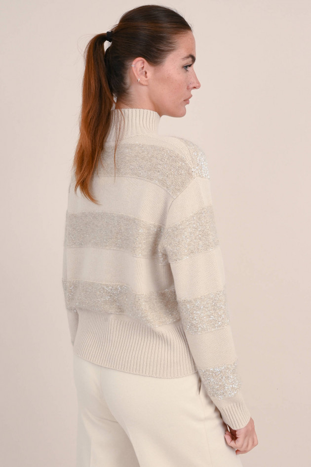 Brunello Cucinelli Rollkragenpullover mit Pailetten in Beige