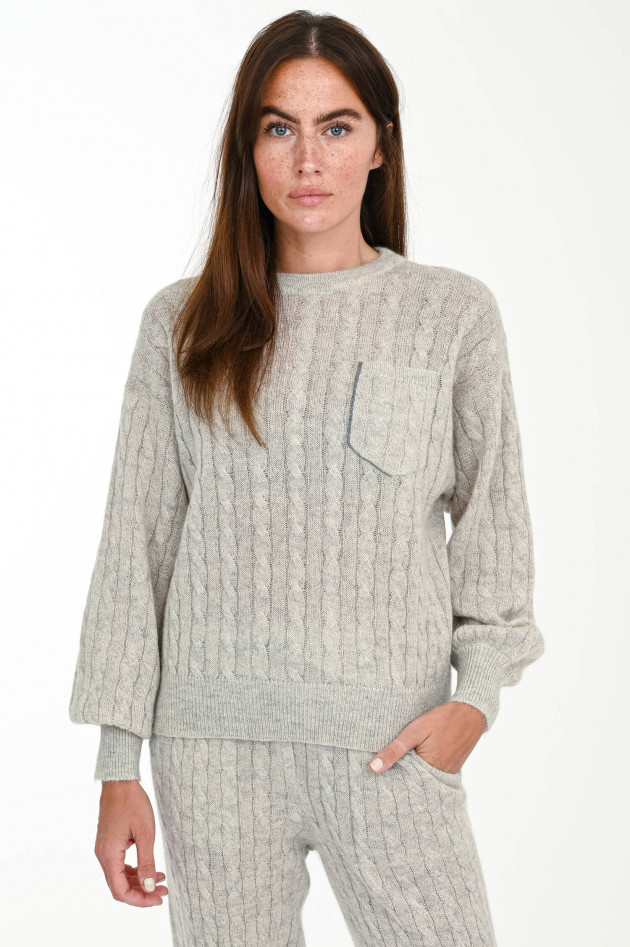 Brunello Cucinelli Pullover mit Zopfstrick in Beige