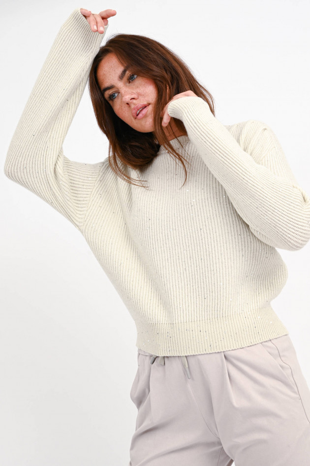 Brunello Cucinelli Pullover aus Cashmere und Wolle in Creme