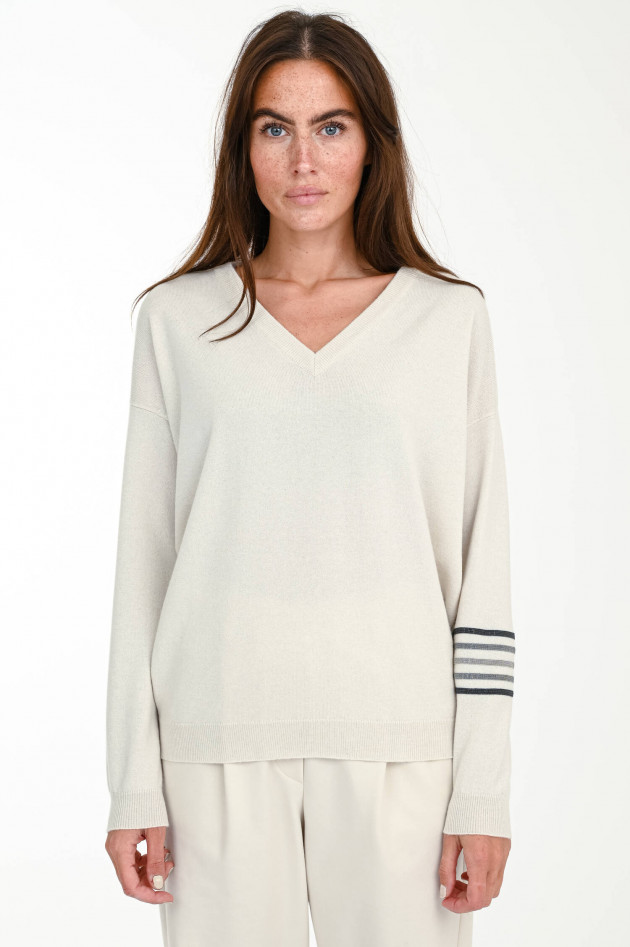Brunello Cucinelli Kaschmir-Pullover mit Schmucksteinen in Creme