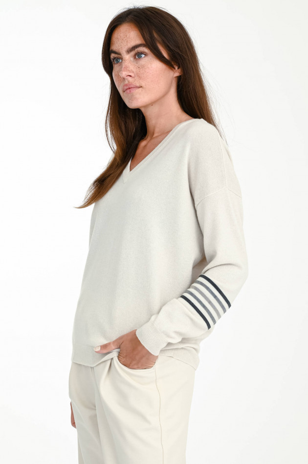 Brunello Cucinelli Kaschmir-Pullover mit Schmucksteinen in Creme