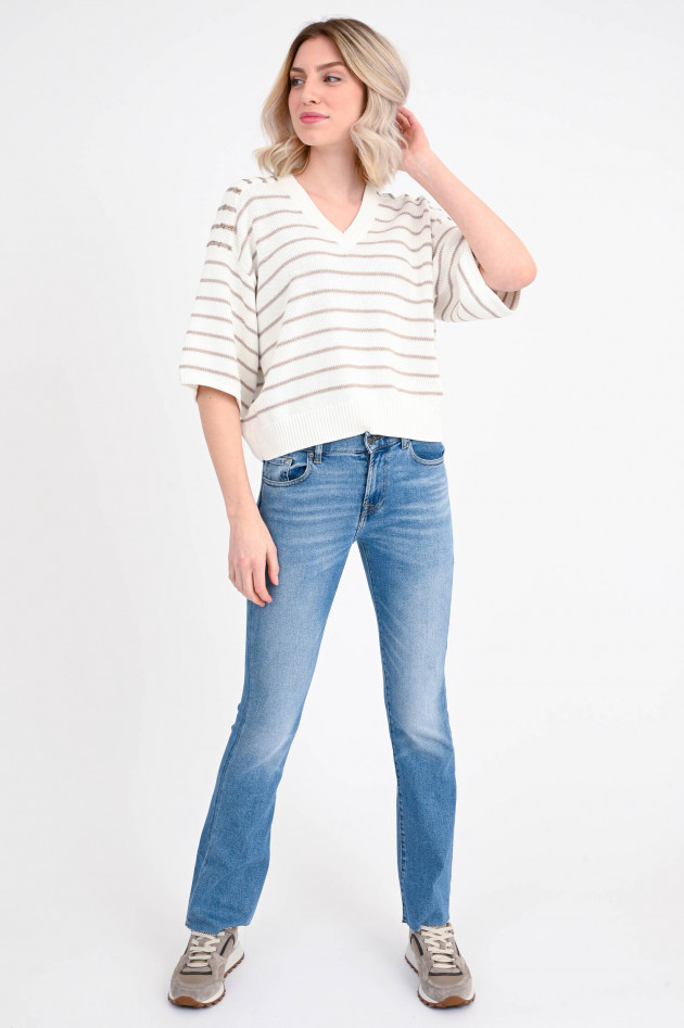 Brunello Cucinelli Cropped Strickpullover in Weiß/Beige