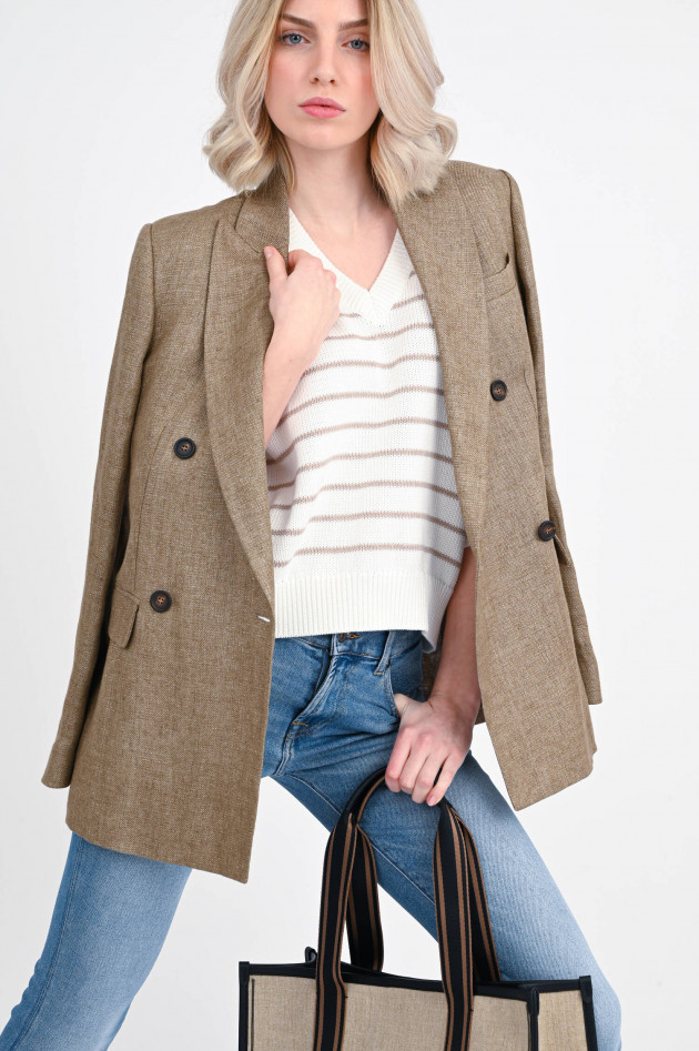 Brunello Cucinelli Cropped Strickpullover in Weiß/Beige