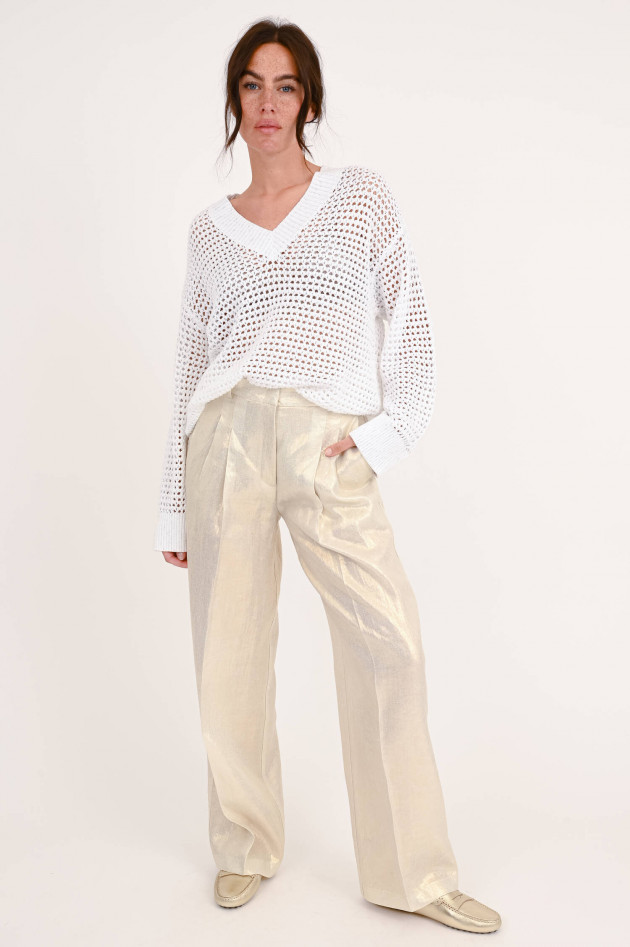 Brunello Cucinelli Grobstrickpullover mit Pailletten in Weiß