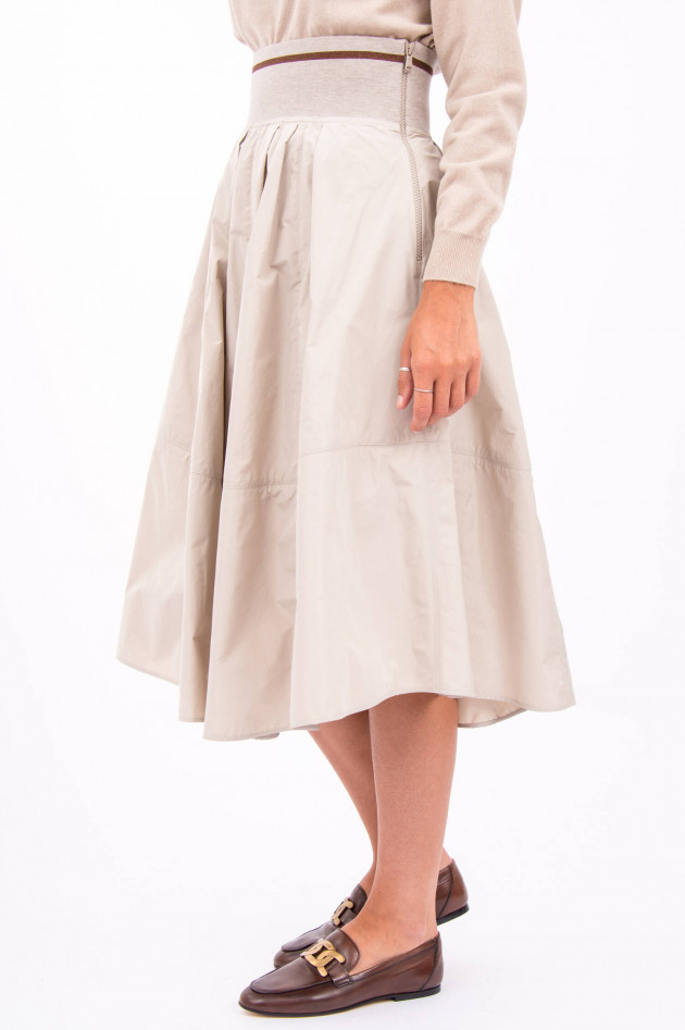 Brunello Cucinelli Weiter Rock mit hohem Bund in Beige