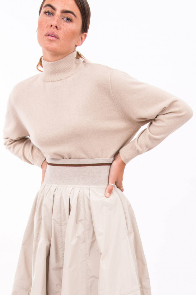 Brunello Cucinelli Weiter Rock mit hohem Bund in Beige