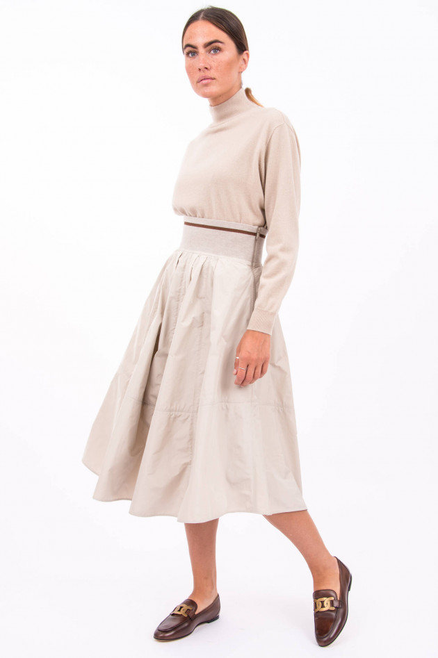 Brunello Cucinelli Weiter Rock mit hohem Bund in Beige