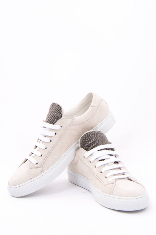 Brunello Cucinelli Sneaker mit schimmernden Steinchen in Beige