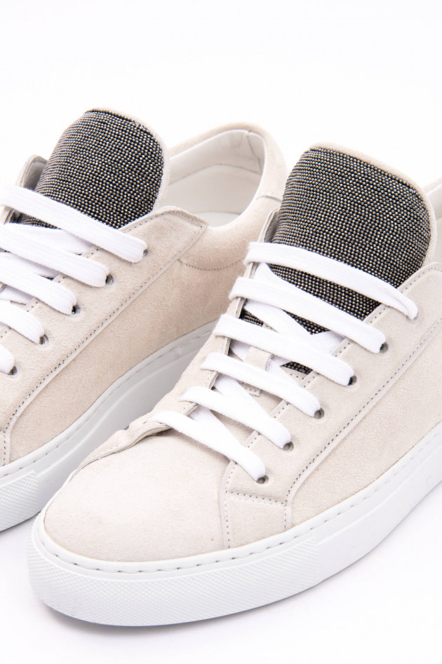 Brunello Cucinelli Sneaker mit schimmernden Steinchen in Beige