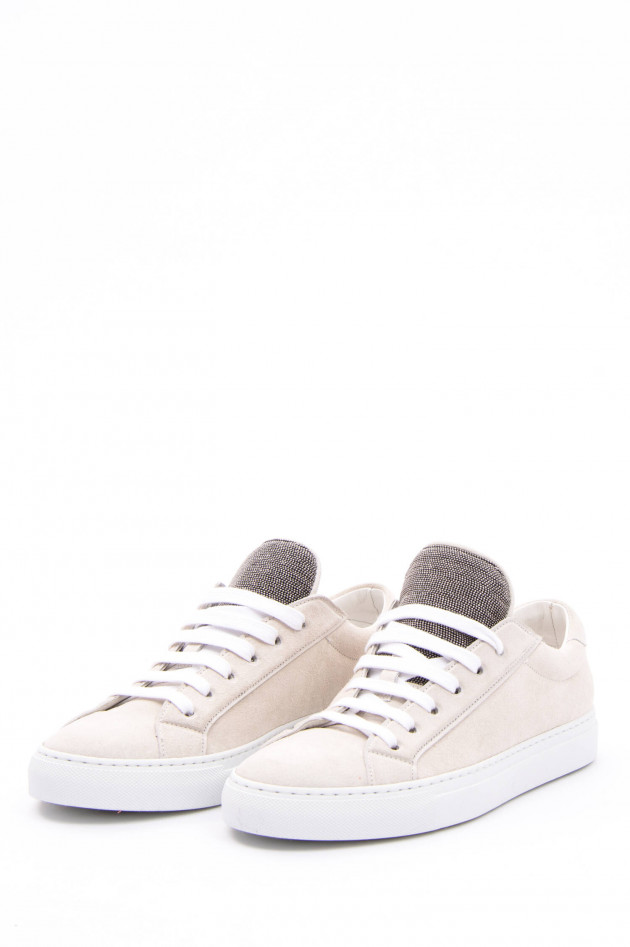 Brunello Cucinelli Sneaker mit schimmernden Steinchen in Beige