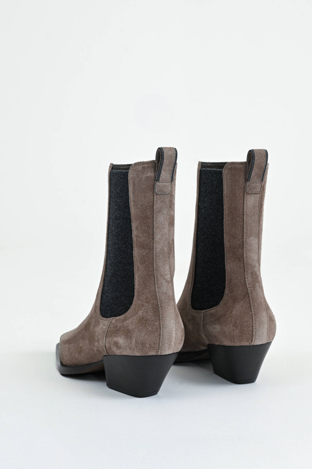 Brunello Cucinelli Stiefelette mit Molini-Perlen in Taupe