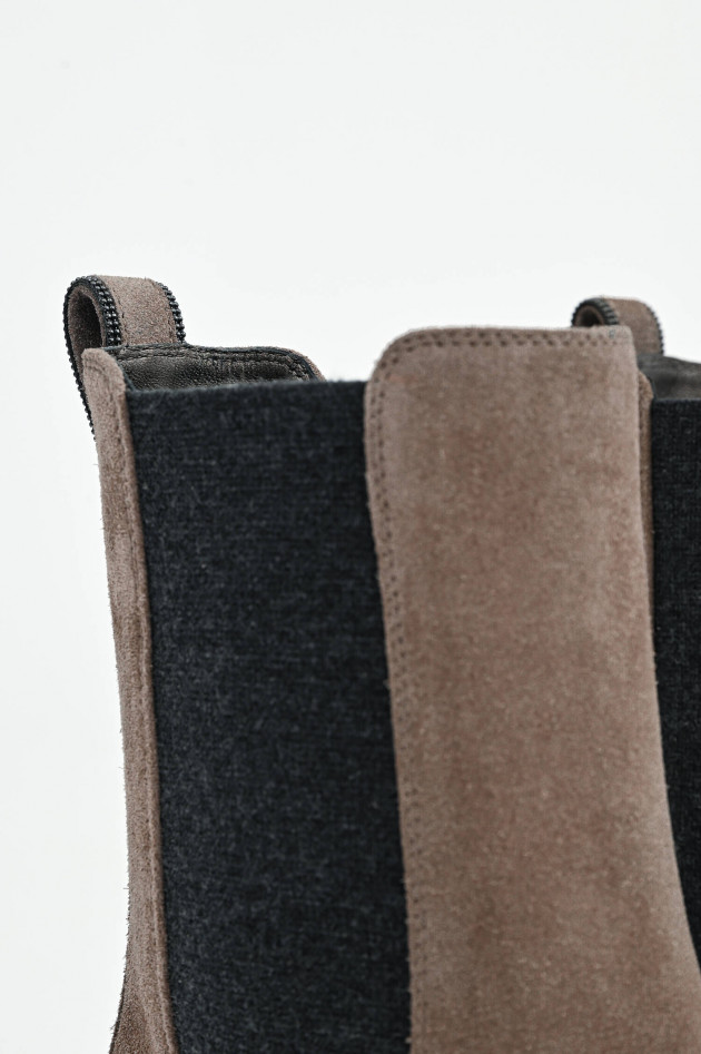 Brunello Cucinelli Stiefelette mit Molini-Perlen in Taupe