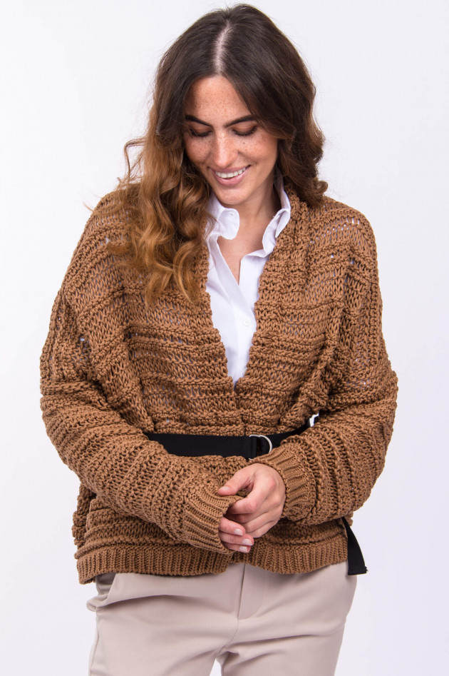 Brunello Cucinelli Lochstrick-Cardigan in Camel