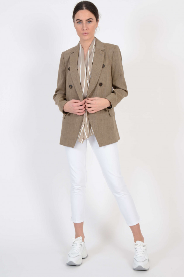 Brunello Cucinelli Blusentop mit Gürtel in Beige gestreift