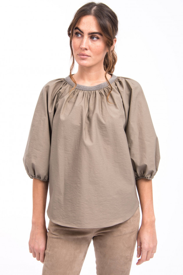 Brunello Cucinelli Bluse mit Schmuckstein-Besatz in Khaki