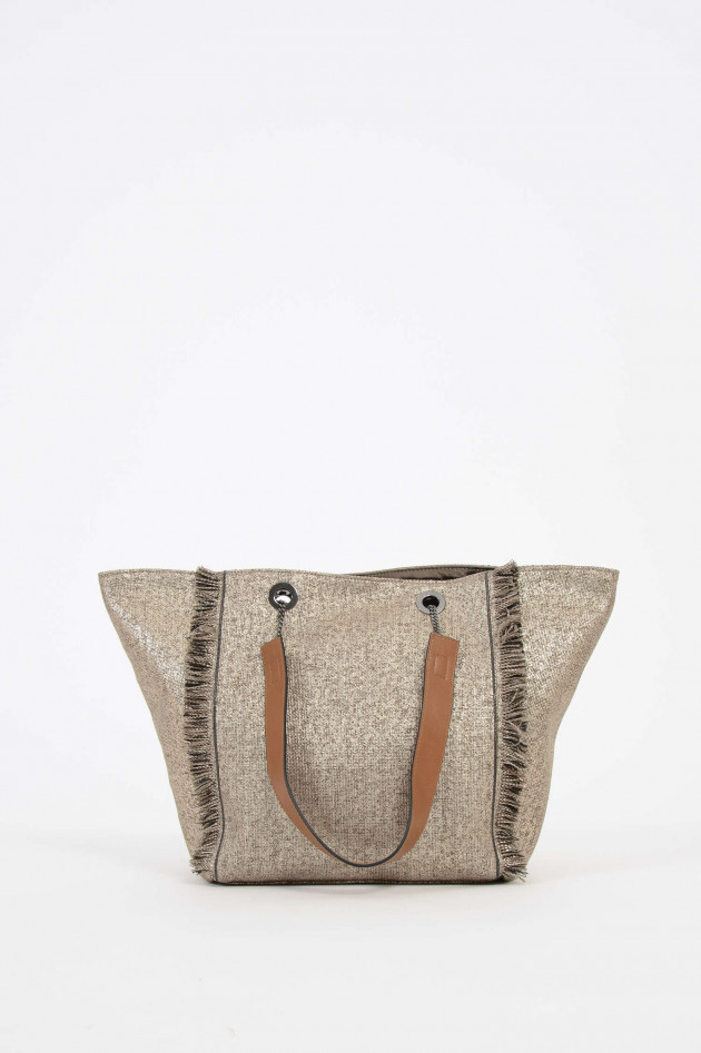 Brunello Cucinelli Tasche mit Beschichtung und Fransen in Beige