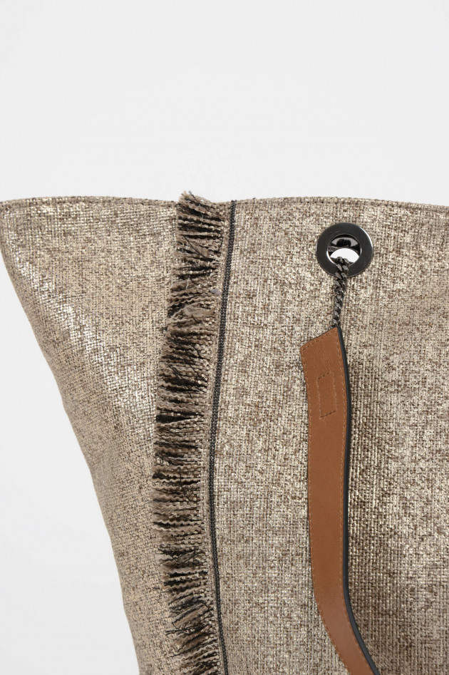 Brunello Cucinelli Tasche mit Beschichtung und Fransen in Beige