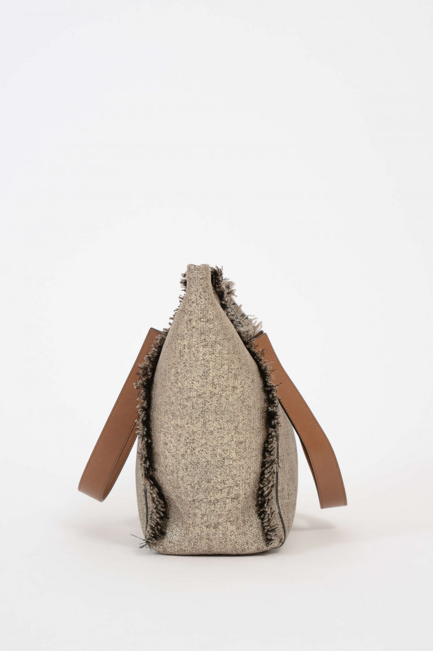 Brunello Cucinelli Tasche mit Beschichtung und Fransen in Beige