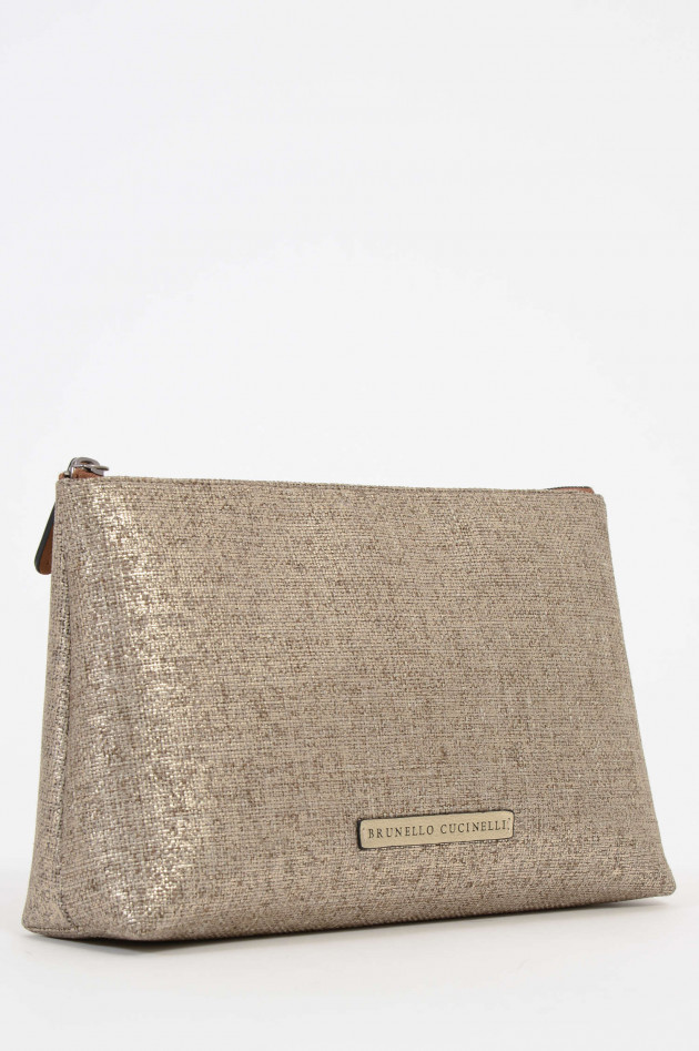 Brunello Cucinelli Tasche mit Beschichtung und Fransen in Beige