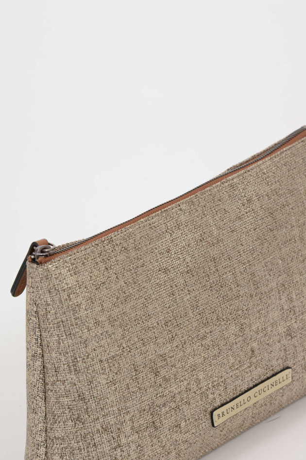 Brunello Cucinelli Tasche mit Beschichtung und Fransen in Beige