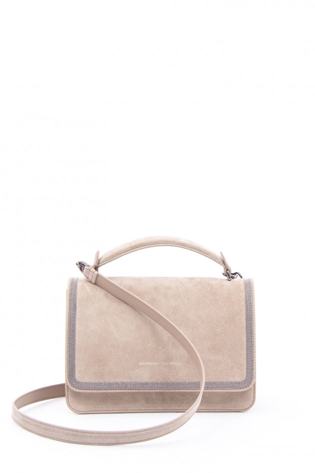 Brunello Cucinelli Henkeltasche aus Wildleder in Beige