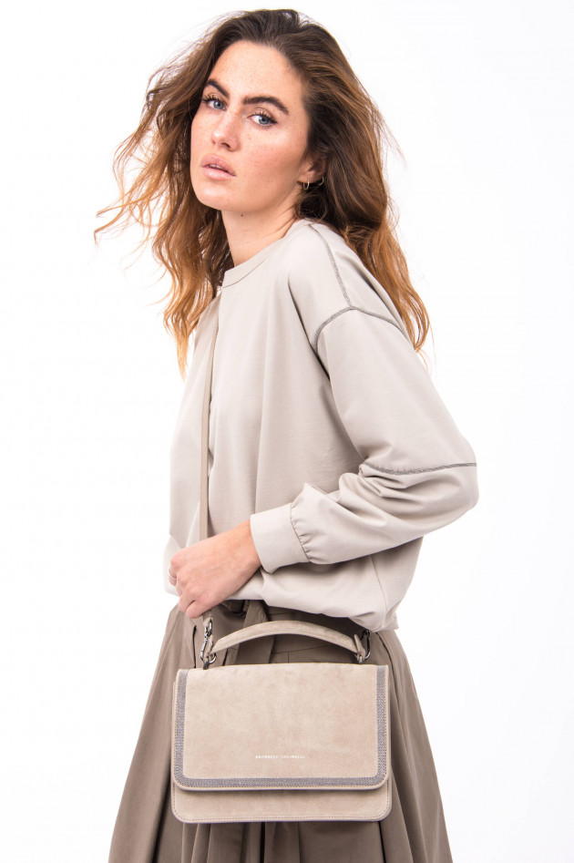 Brunello Cucinelli Henkeltasche aus Wildleder in Beige