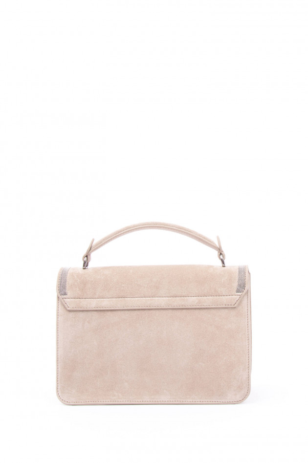 Brunello Cucinelli Henkeltasche aus Wildleder in Beige