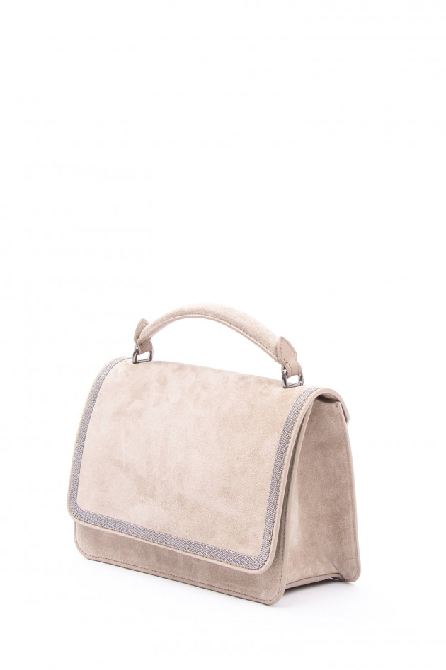 Brunello Cucinelli Henkeltasche aus Wildleder in Beige