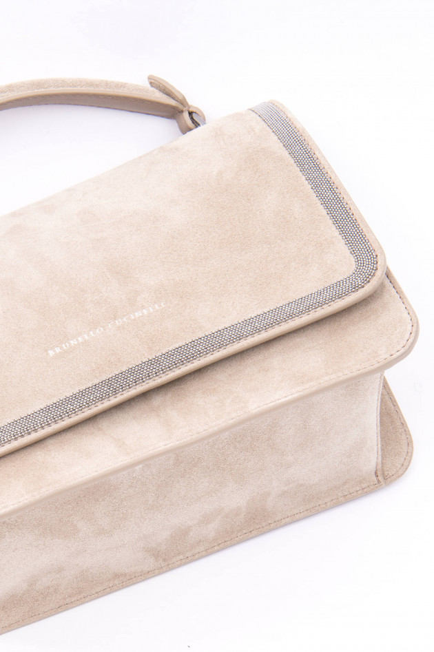 Brunello Cucinelli Henkeltasche aus Wildleder in Beige