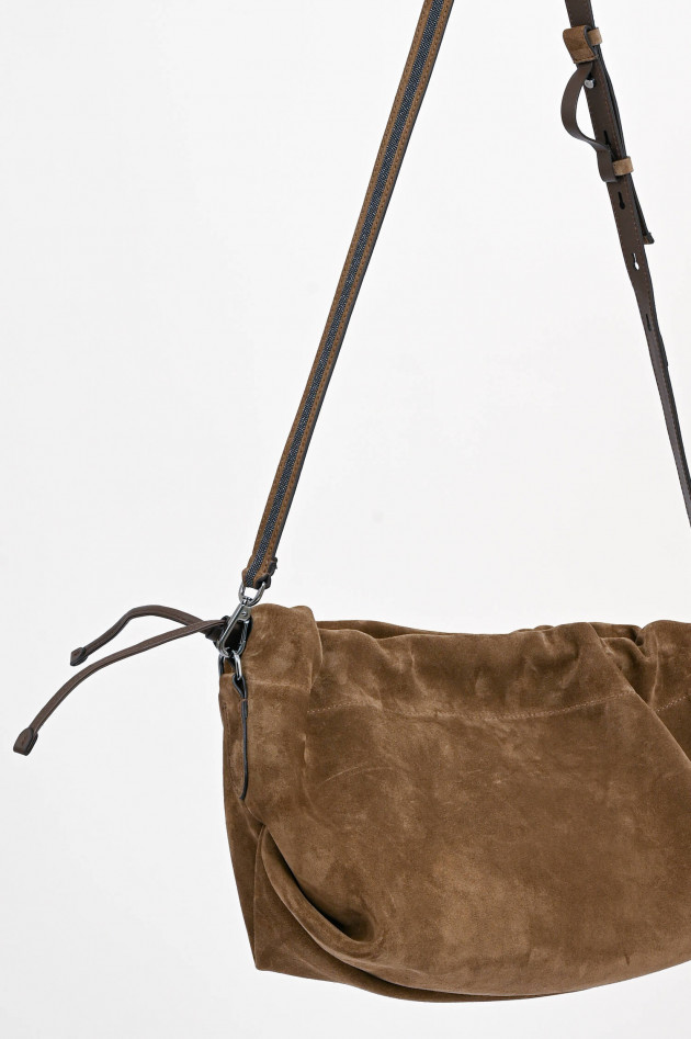 Brunello Cucinelli Tote aus Veloursleder in Braun