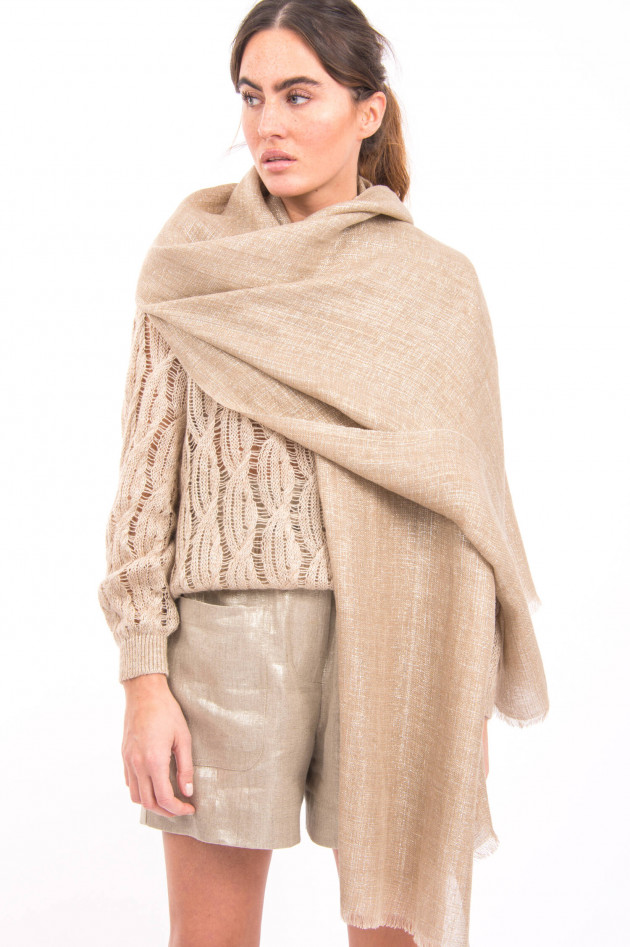 Brunello Cucinelli Schal mit Metallic-Look in Sand