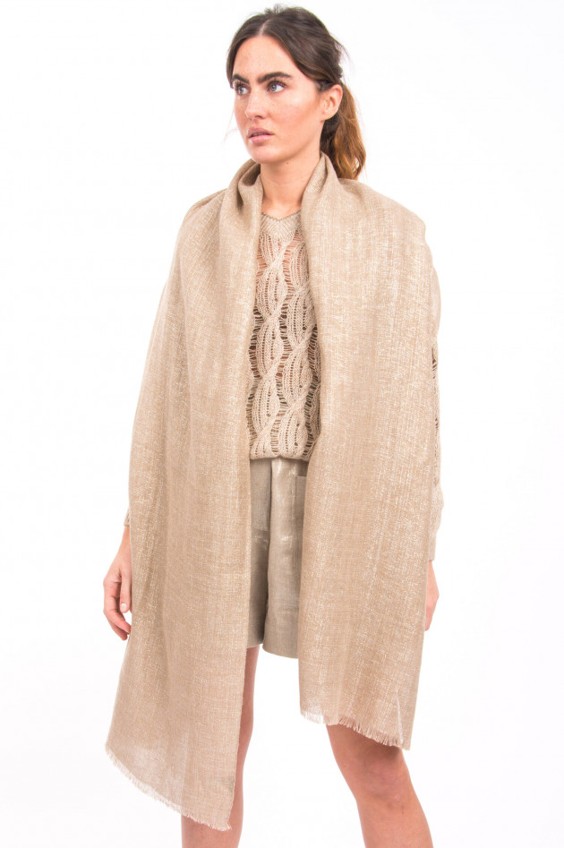 Brunello Cucinelli Schal mit Metallic-Look in Sand