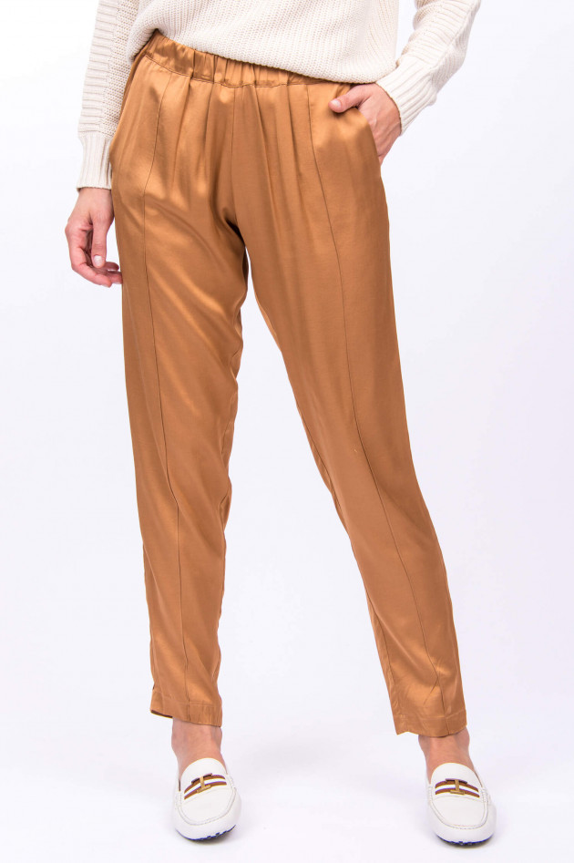 Bruno Manetti Hose in Satin-Optik in Bronze