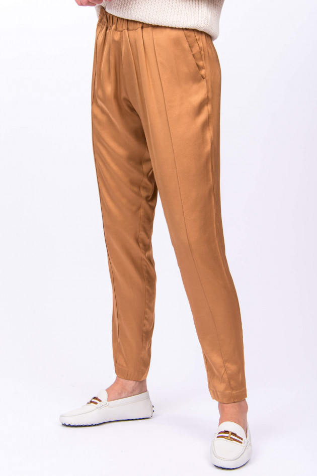 Bruno Manetti Hose in Satin-Optik in Bronze