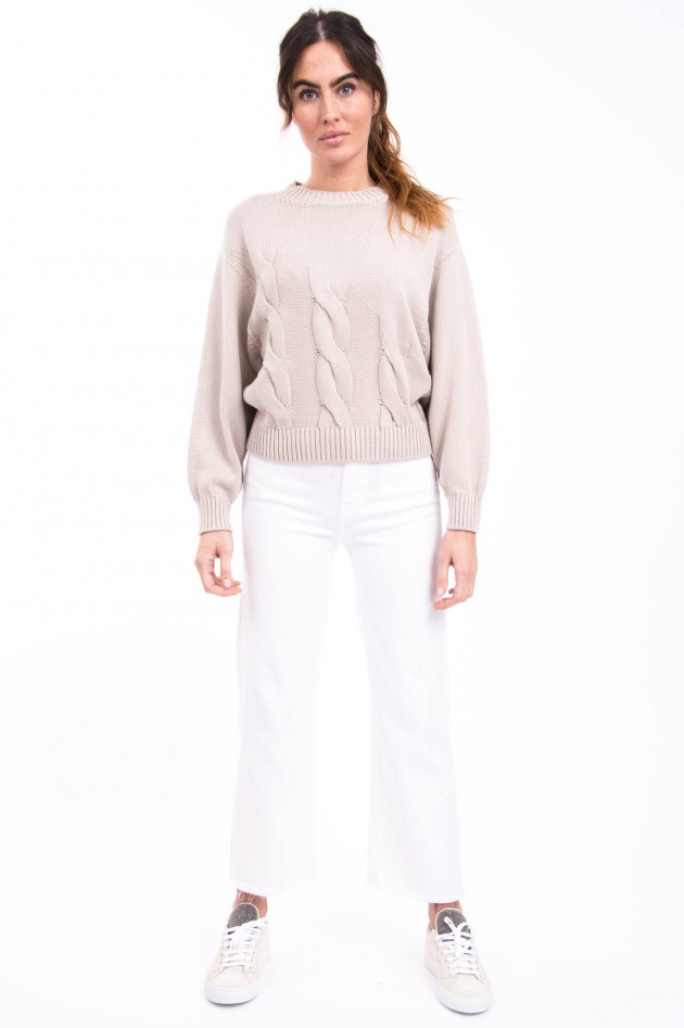 Bruno Manetti Strickpullover mit Zopfmuster in Beige