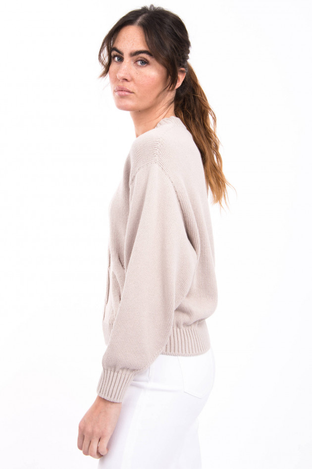 Bruno Manetti Strickpullover mit Zopfmuster in Beige