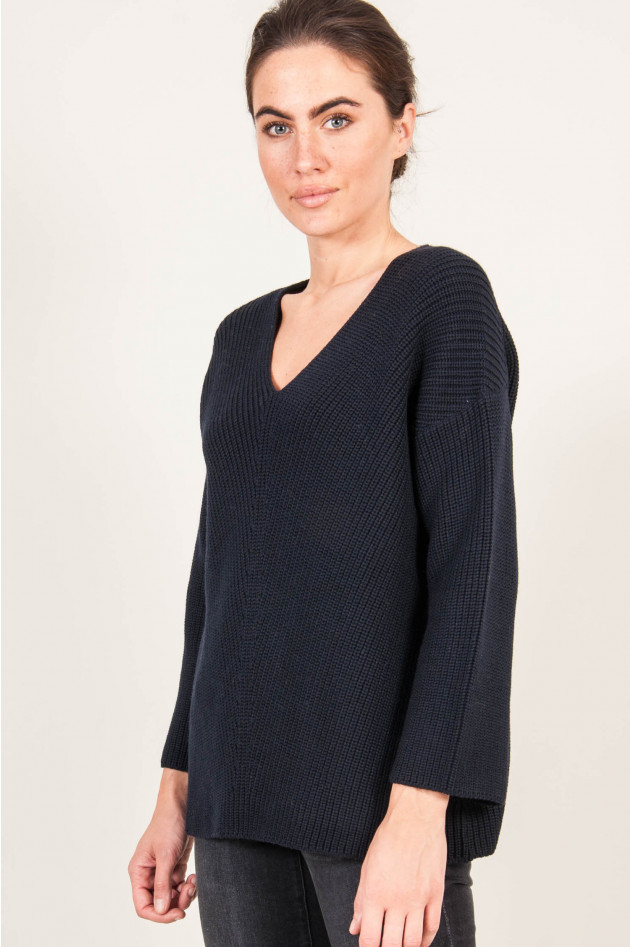 Bruno Manetti Strickpullover aus Wolle in Navy