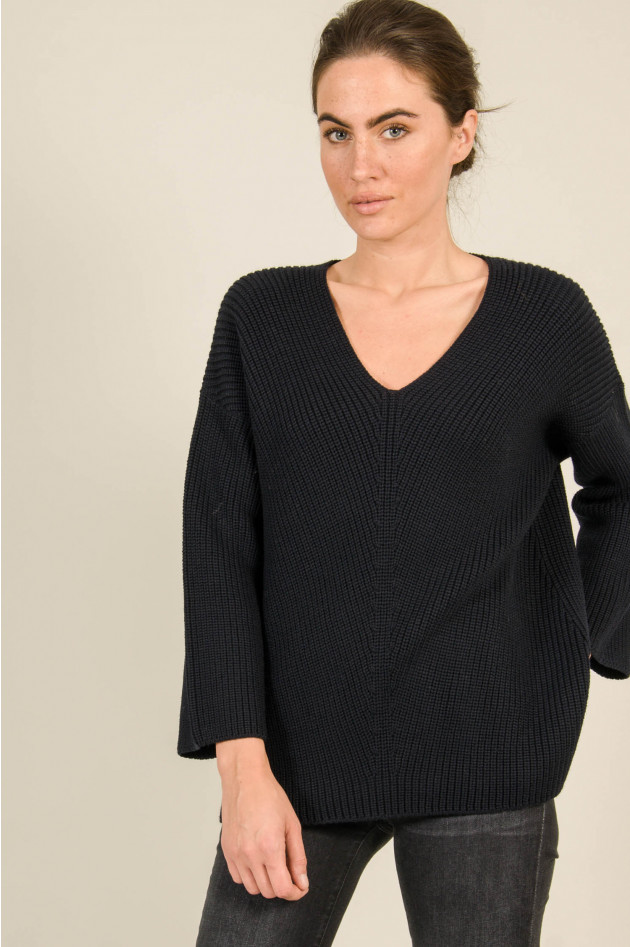 Bruno Manetti Strickpullover aus Wolle in Navy