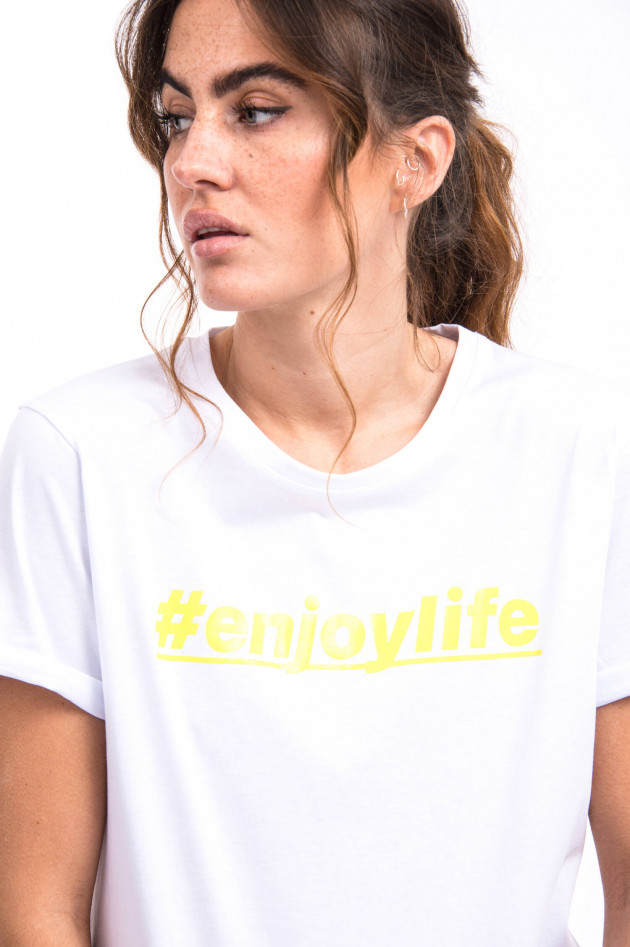 Bruno Manetti T-Shirt #ENJOYLIFE in Weiß/Gelb