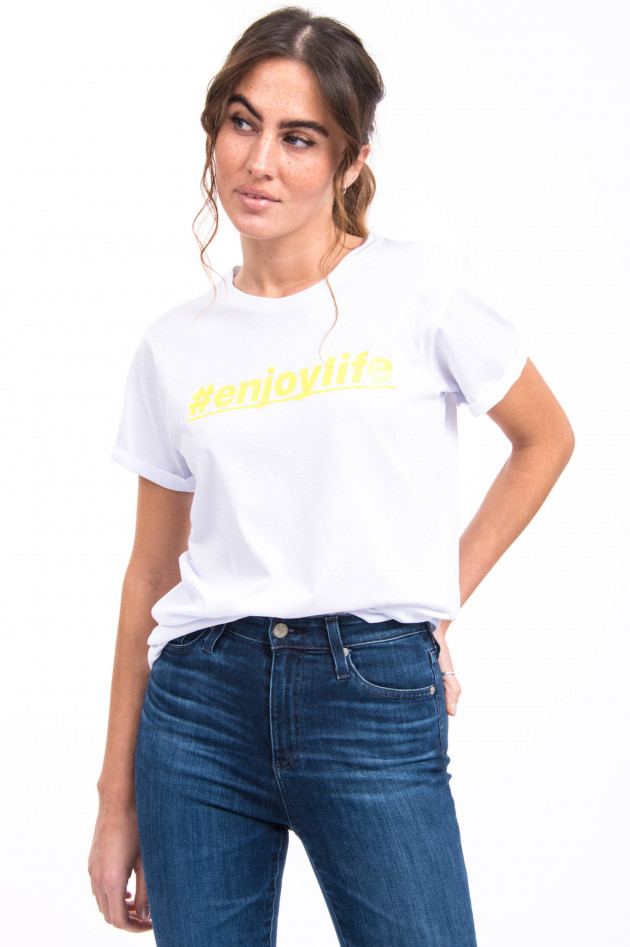 Bruno Manetti T-Shirt #ENJOYLIFE in Weiß/Gelb