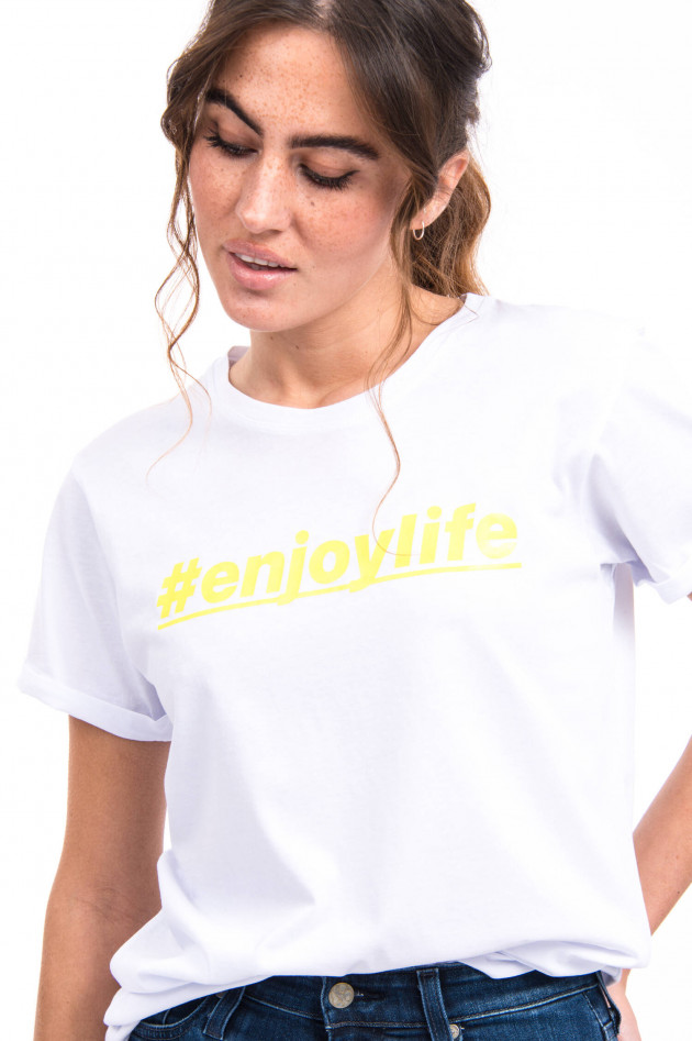 Bruno Manetti T-Shirt #ENJOYLIFE in Weiß/Gelb