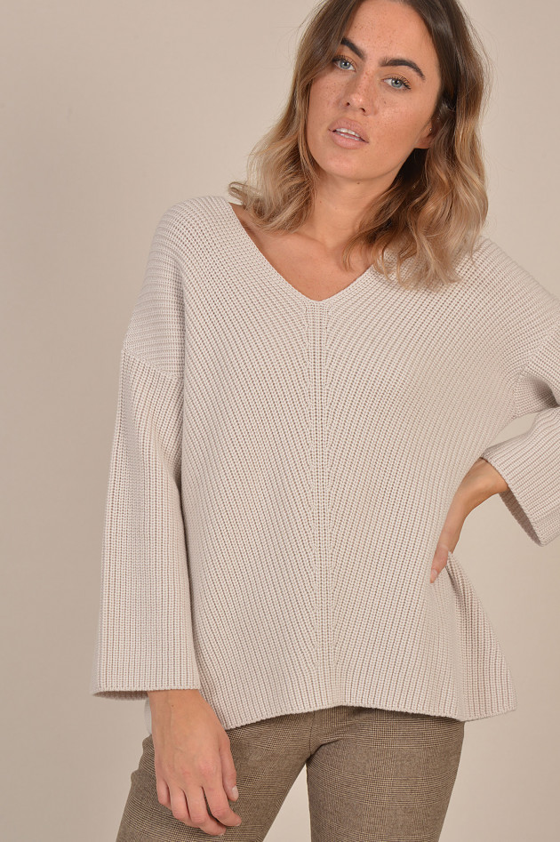 Bruno Manetti Strickpullover aus Wolle in Hellbeige