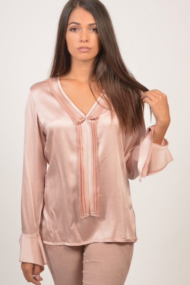 Caliban 820 Seidenbluse mit Volants in Rosé