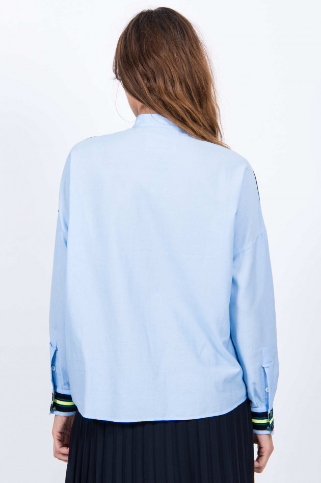 Caliban 820 Bluse mit Schluppe in Blau/Neongelb