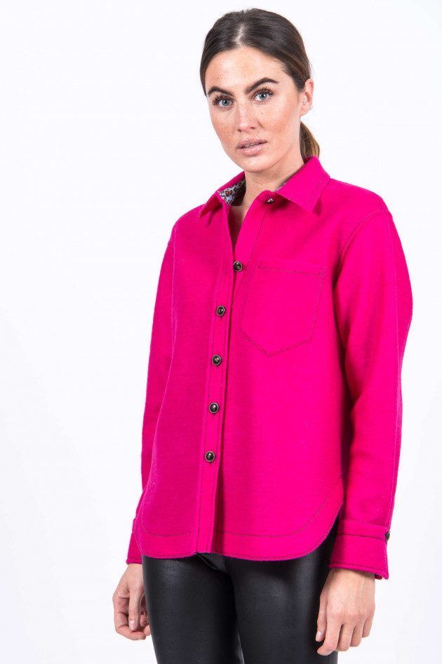 Caliban 820 Hemd-Jacke aus Wollmix in Pink