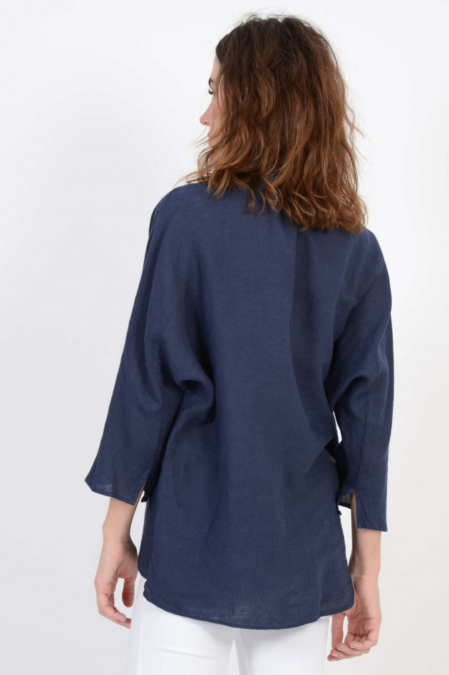 Caliban Leinen Bluse in Navy